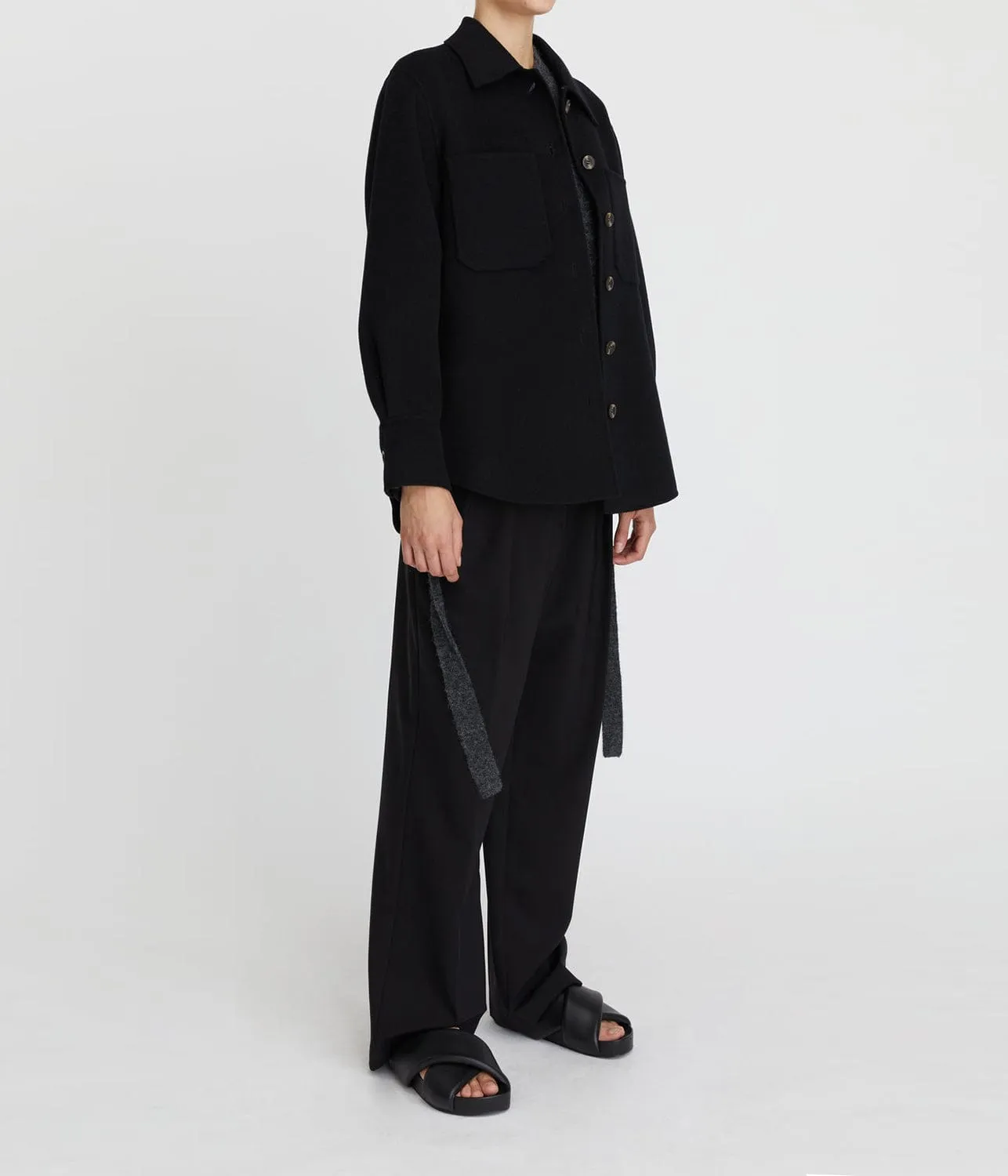 FLORENTINE CASHMERE SHIRT JACKET- BLACK