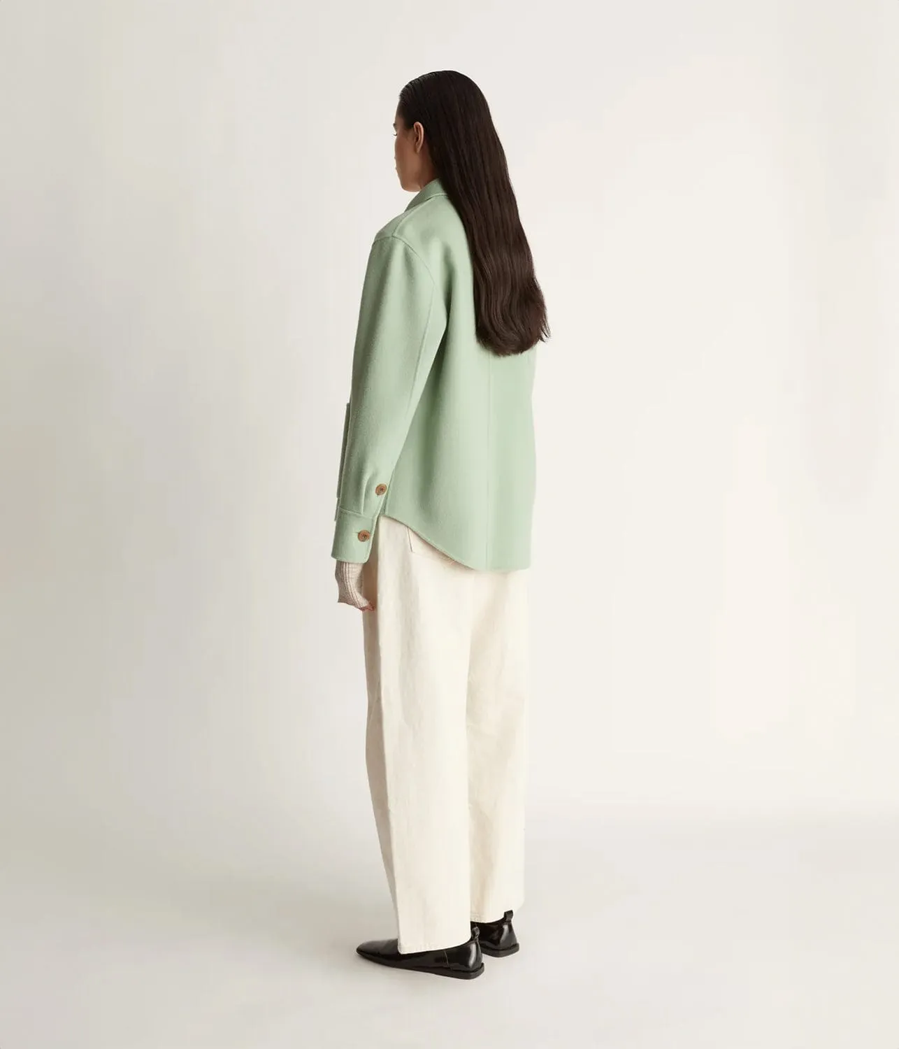 FLORENTINE CASHMERE SHIRT JACKET- SEAFOAM