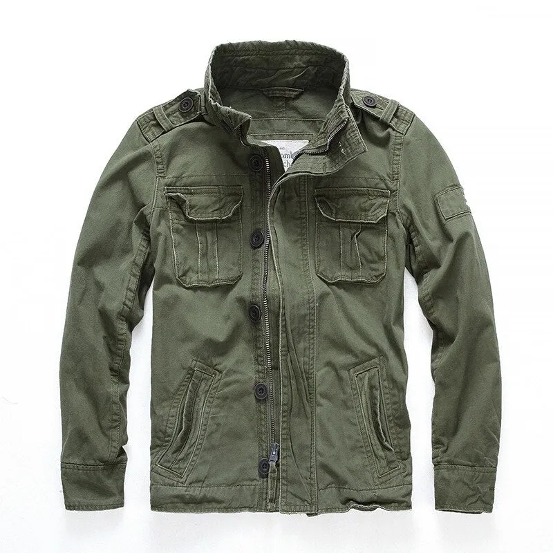 Foesce -Camo Jacket Casual Wear Autumn Combat Jackets Thick Denim Men Overall Green Military Winter Camouflage Male Cotton Size