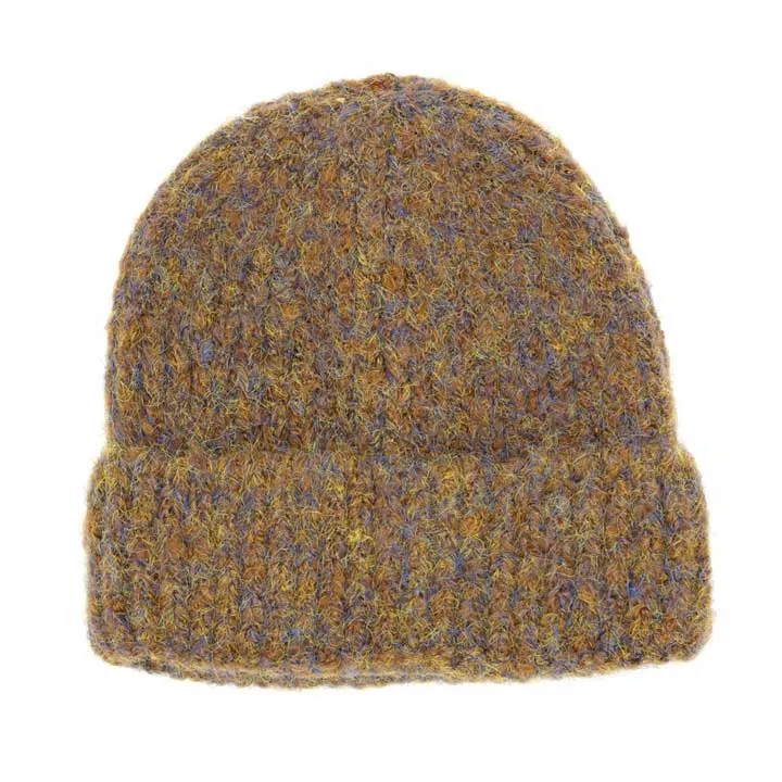 Fuzzy Mixed Color Knit Beanie Hat