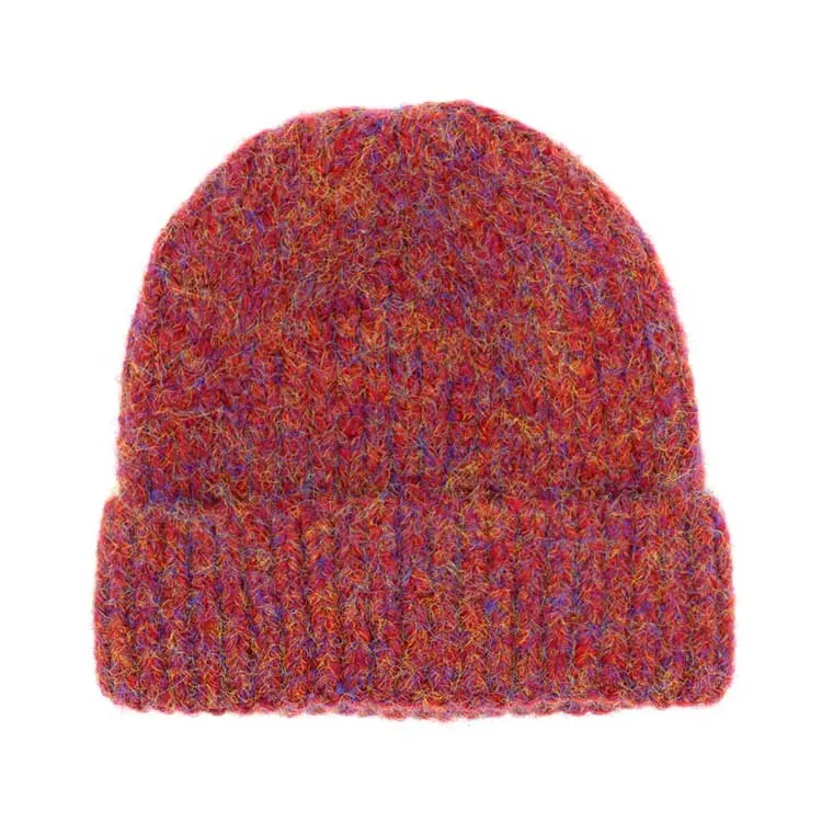 Fuzzy Mixed Color Knit Beanie Hat