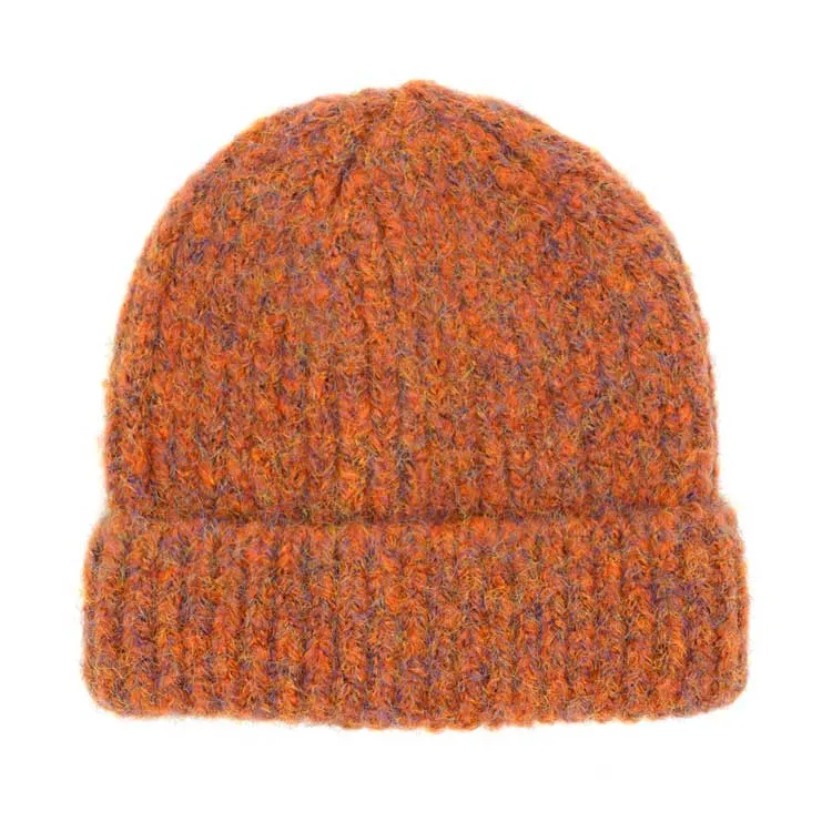 Fuzzy Mixed Color Knit Beanie Hat