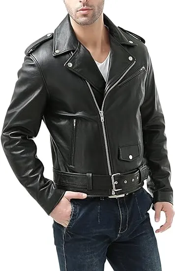 GENUINE COWHIDE LEATHER BRANDO LEATHER JACKET