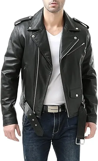 GENUINE COWHIDE LEATHER BRANDO LEATHER JACKET