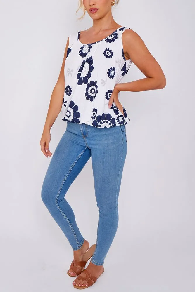 Gerbera Flower Print Elasticated Hem Top