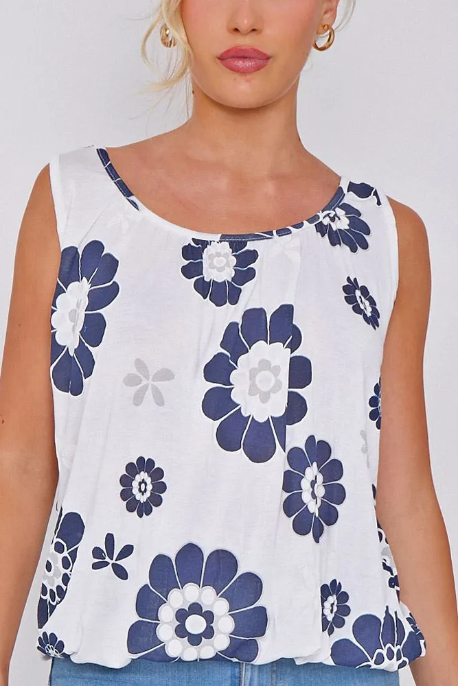 Gerbera Flower Print Elasticated Hem Top