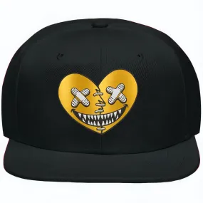 GOLD METALLIC HEART BAWS : Black Snapback Hat