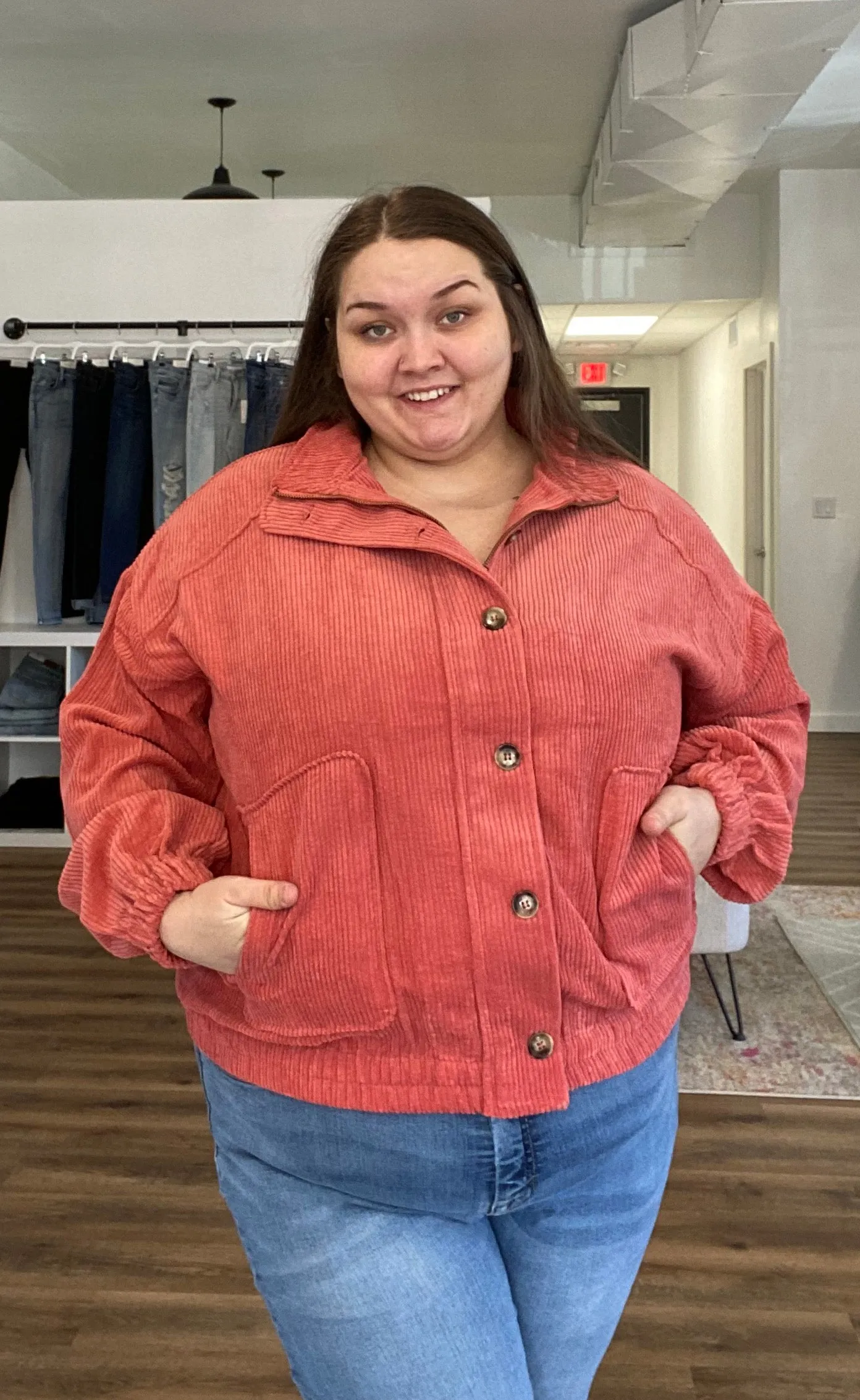 Greer Corduroy Jacket - Tangerine