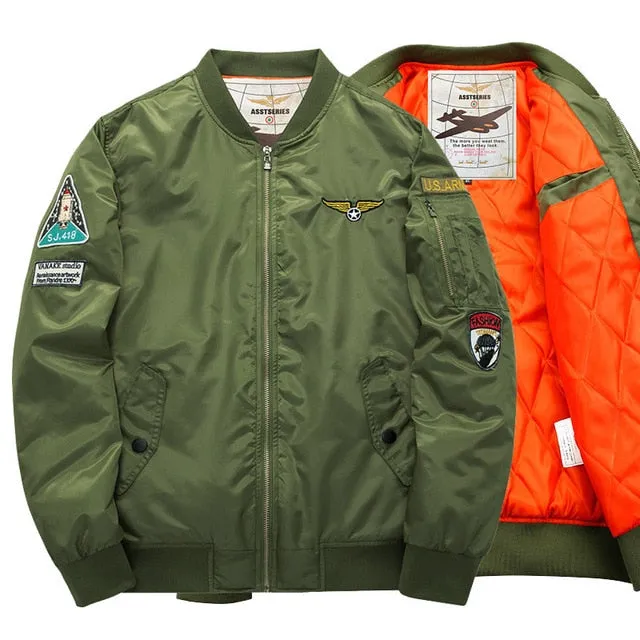 High quality Thick and thin Army Green Military bomber jacket