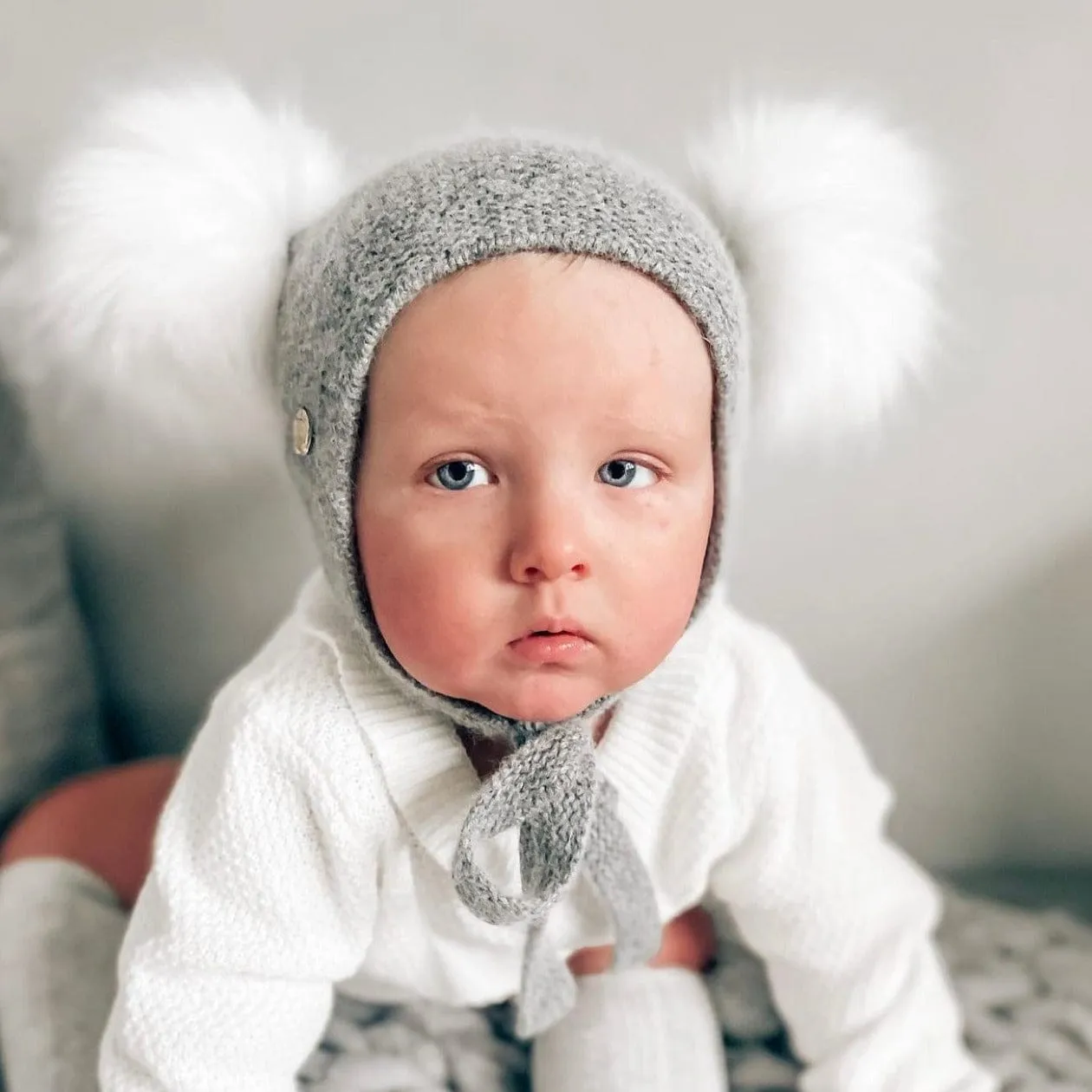 Honeycomb Grey Faux Fur Bonnet