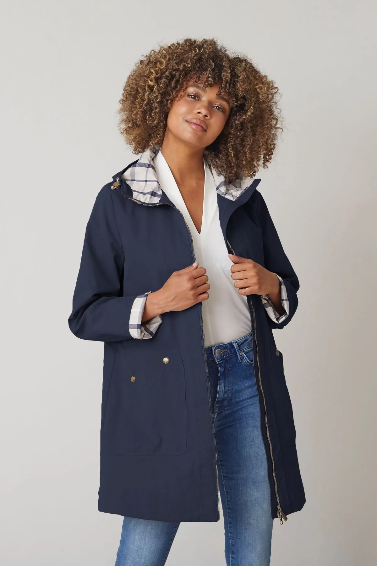 JENNY Cotton Spring Jacket with Check Detailing 2416