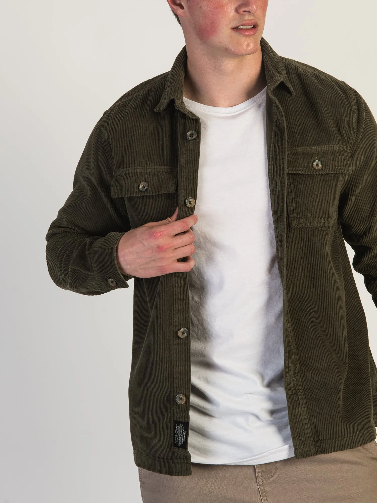 KOLBY CHESTER OVERSIZED CORD GARMENT WASHED SHIRT