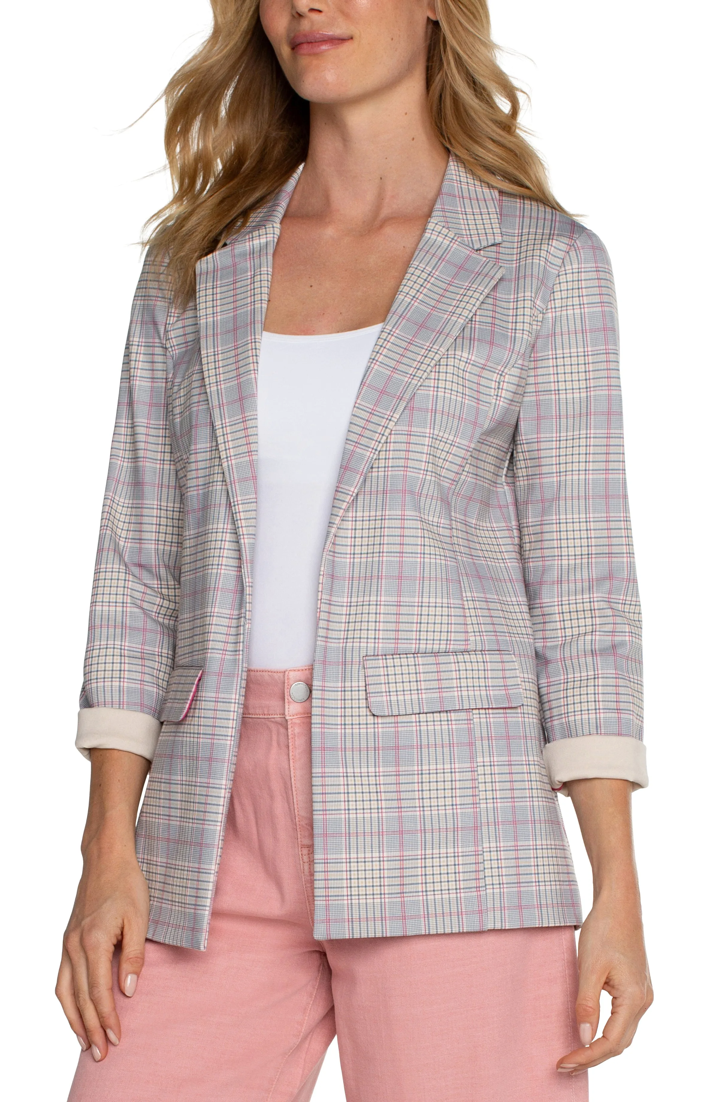 Liverpool Boyfriend Blazer (Fuchsia Kiss Plaid)