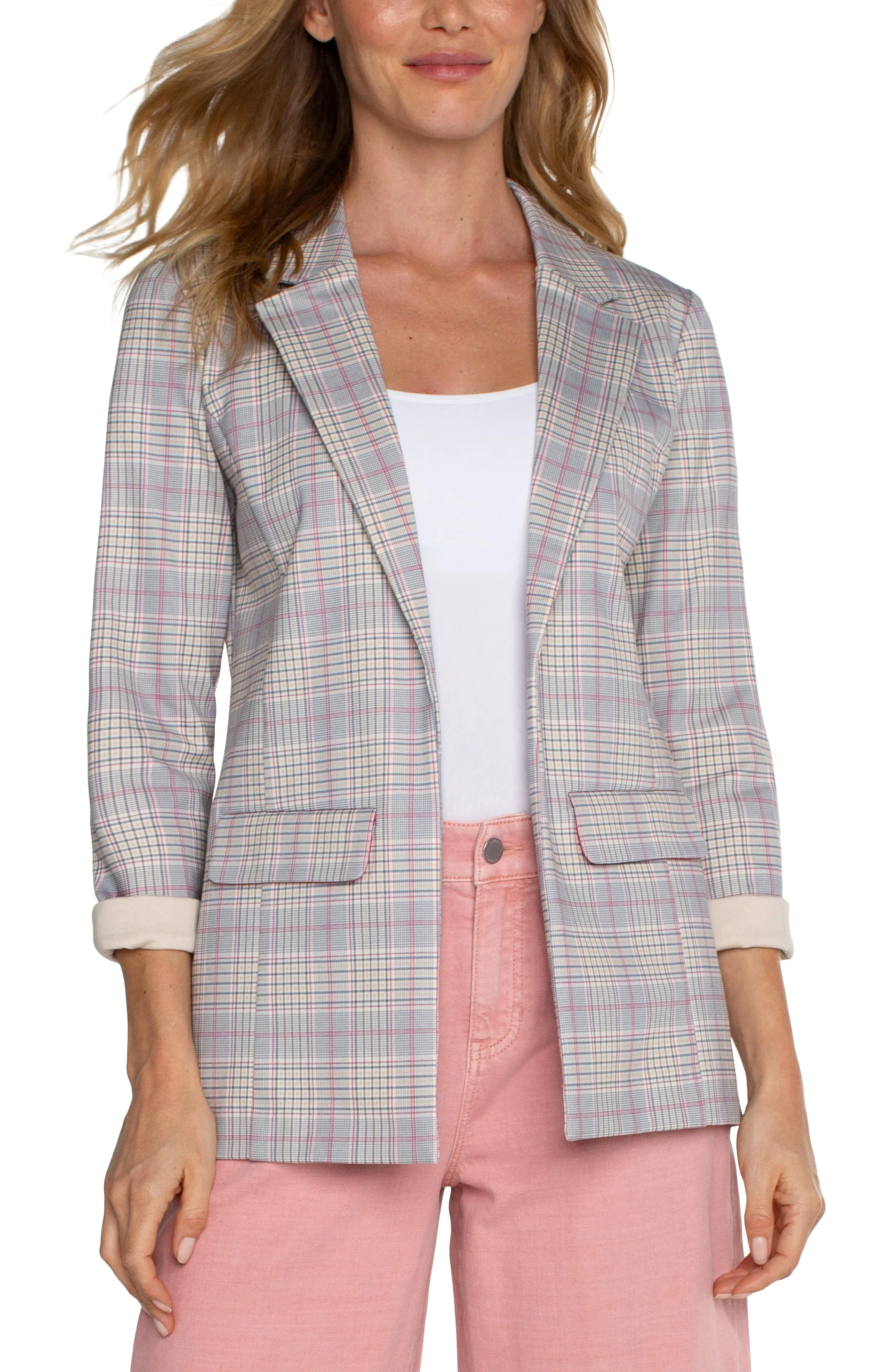 Liverpool Boyfriend Blazer (Fuchsia Kiss Plaid)