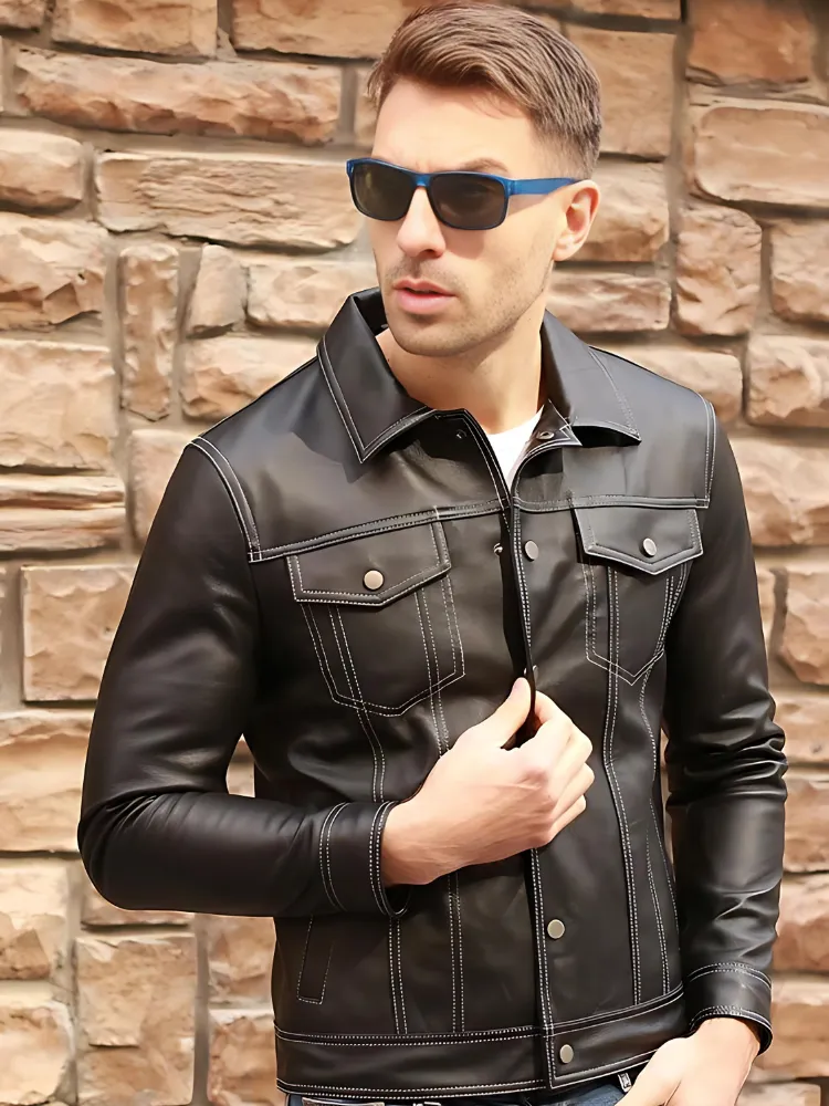 Luxury Brand Genuine Leather Casual Coat Real Leather Jacket