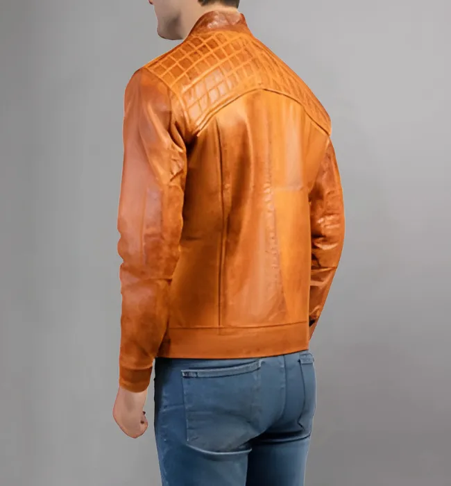 Men Genuine Distressed Leather Biker Jacket