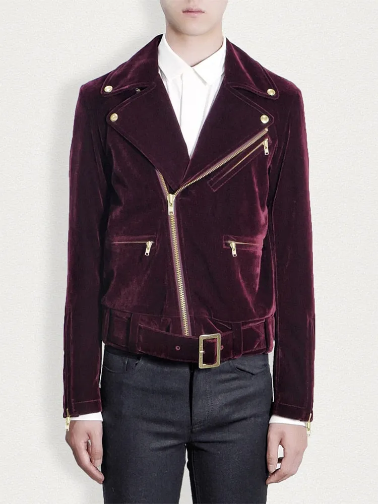 Men Spring Autumn Velvet Biker Jacket