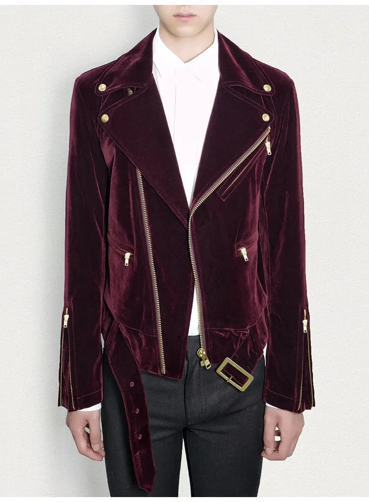 Men Spring Autumn Velvet Biker Jacket