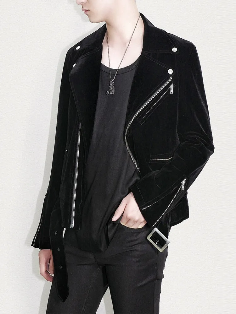 Men Spring Autumn Velvet Biker Jacket