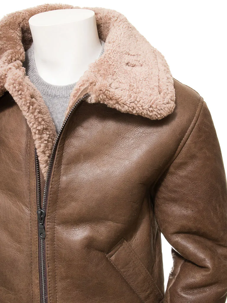 MEN'S ANTIQUE BROWN SHEEPSKIN JACKET