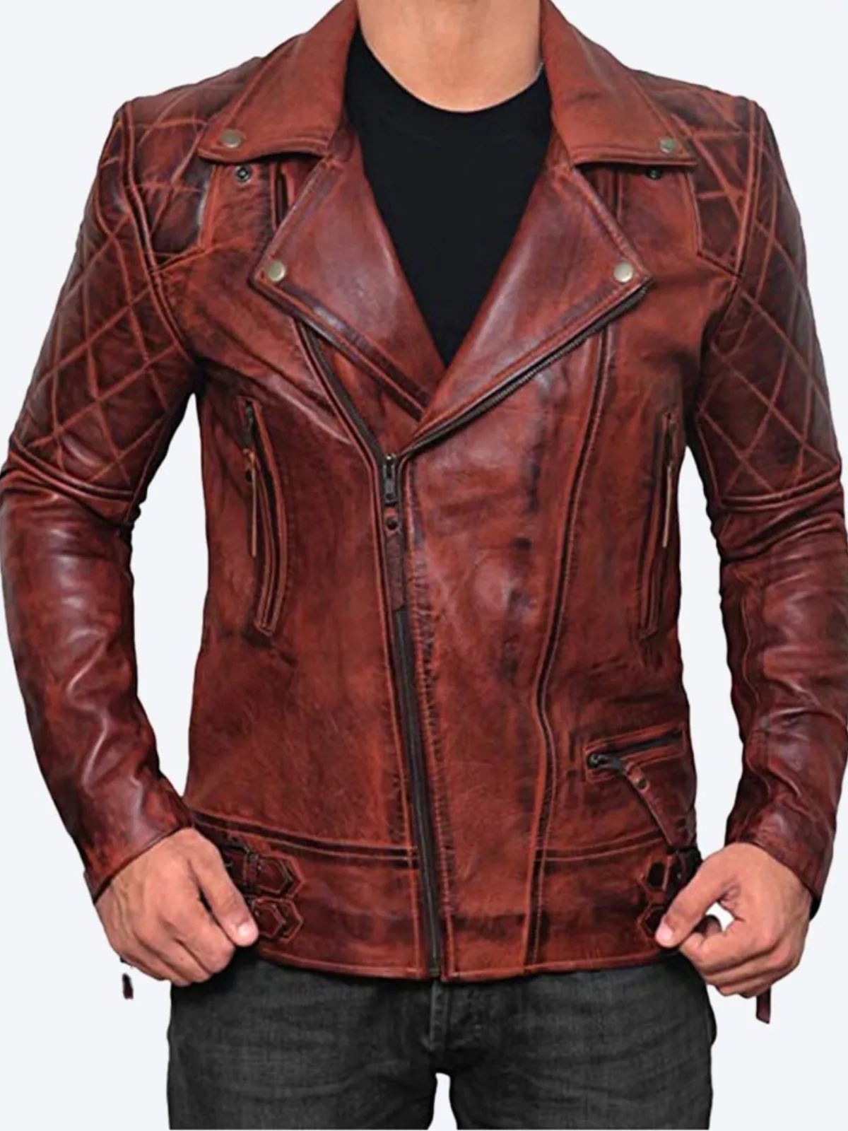 Men's Genuine Lambskin Leather Vintage Motorcycle Jacket