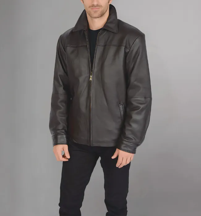 Men's New Zealand Lambskin Leather Classic Open Bottom Jacket