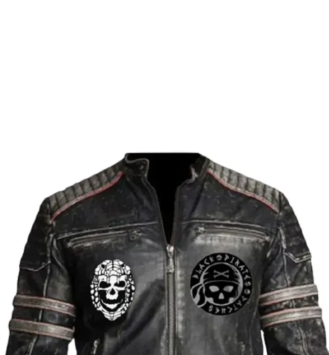 Mens Vintage Biker Cafe Racer Distressed Leather Jacket