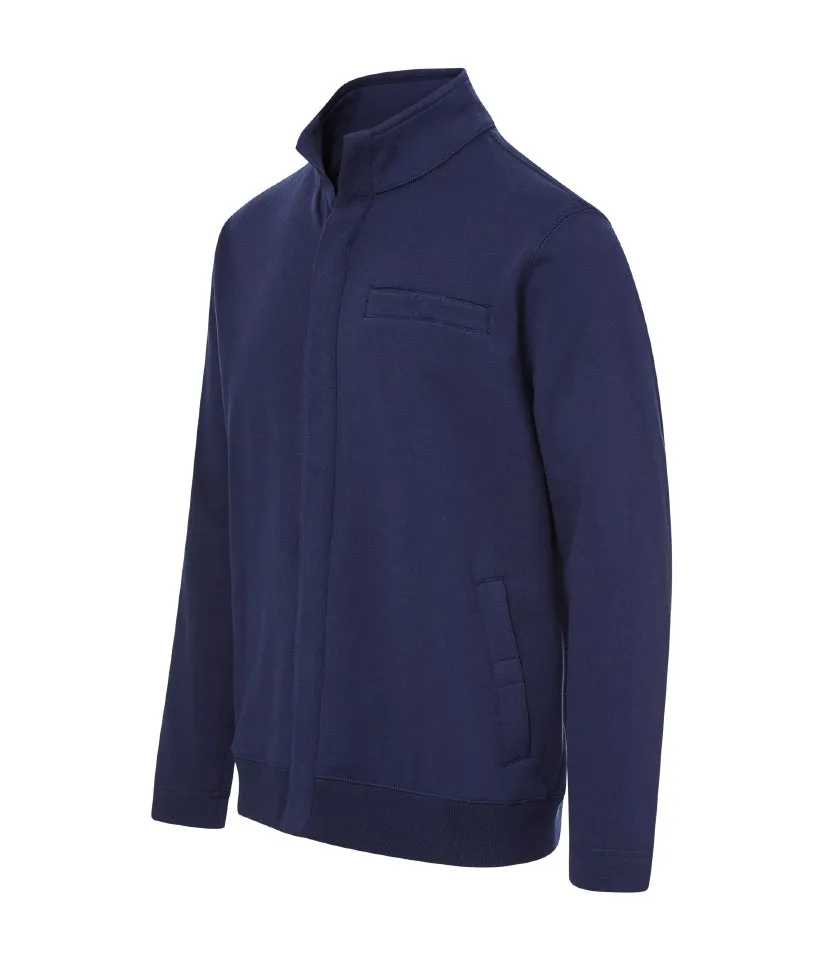 Navy Knit Fleece Long Sleeve ‘Dillon’ Jacket with Magnetic Closures