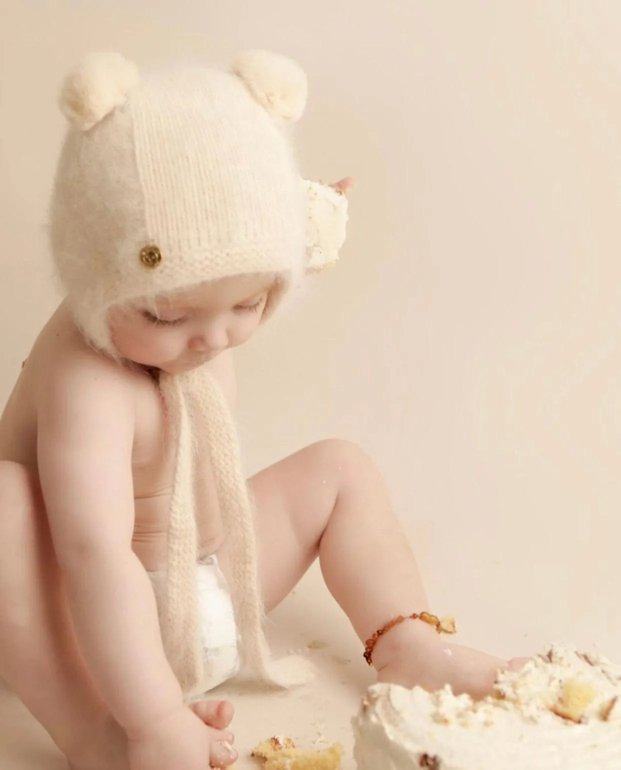 Oatmeal Cashmere Teddy Hat