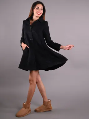 Odette Black Wool Overcoat Jacket for Women