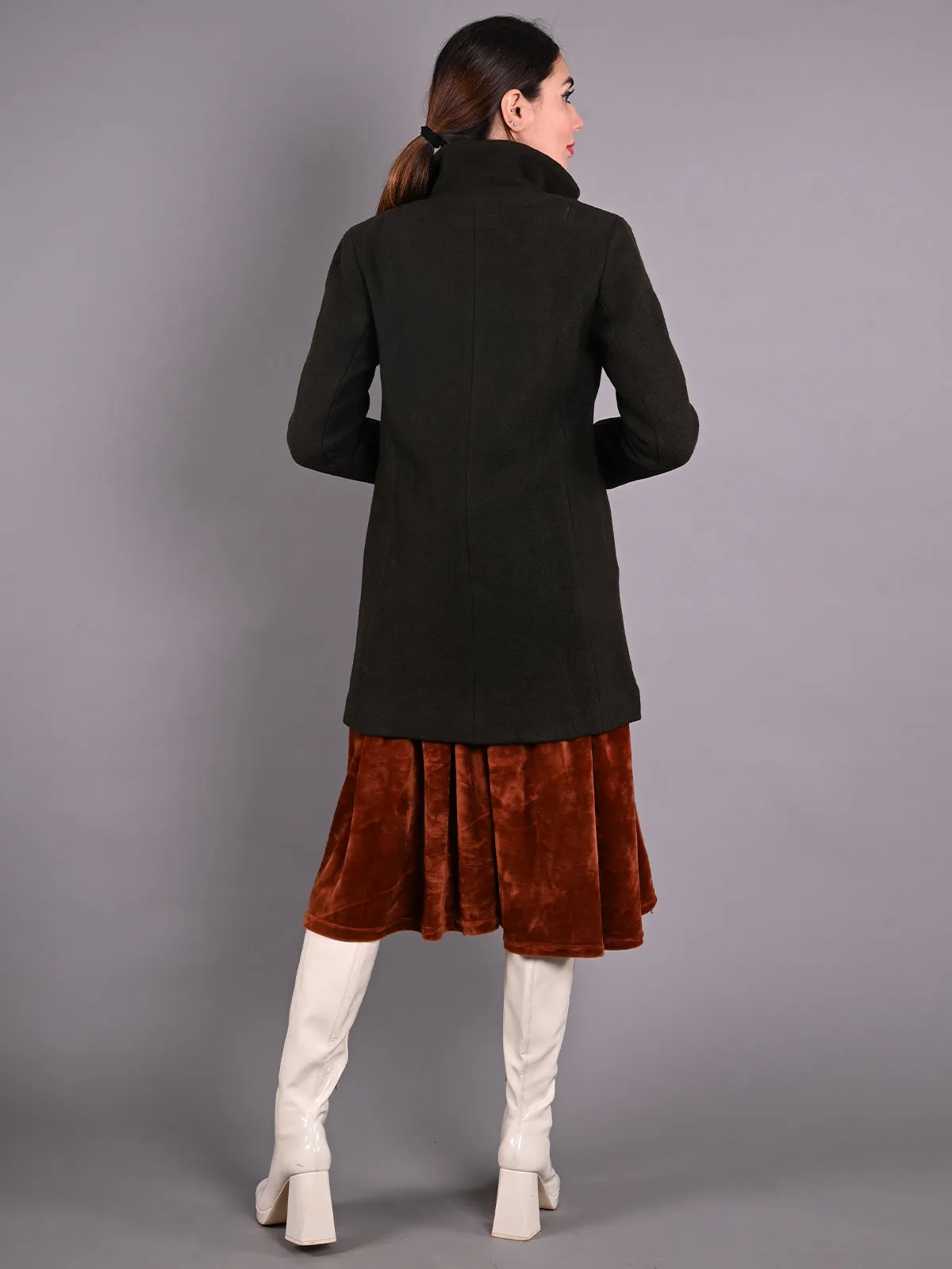 Odette Black Wool Overcoat Jacket for Women