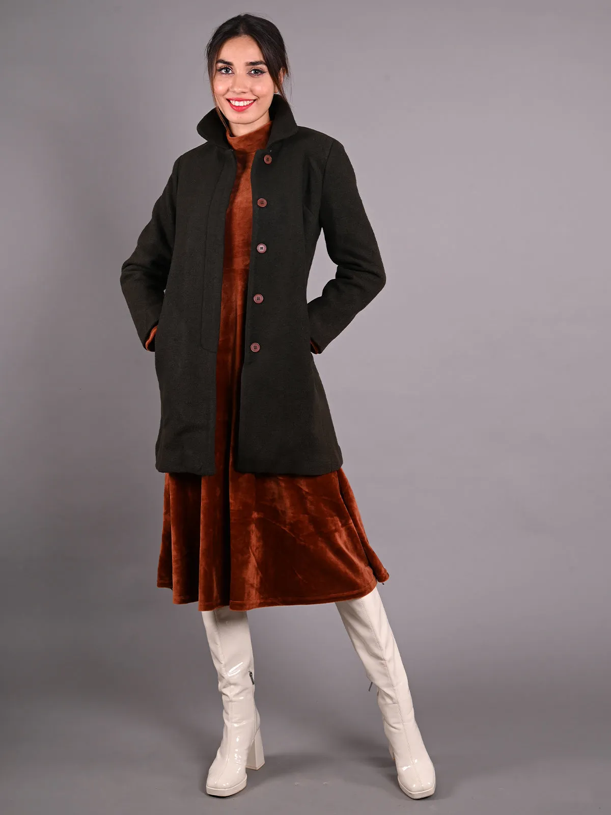 Odette Black Wool Overcoat Jacket for Women