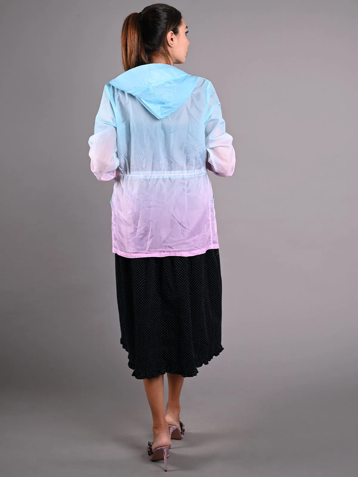 Odette Blue and Pink Polyester Taffeta Jacket for Women