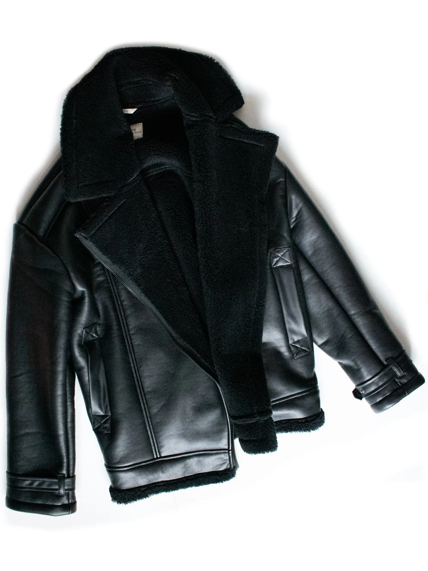 Oversized Recycled Vegan Shearling Aviator Jacket