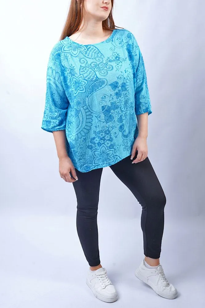 Paisley Floral Cotton Print Top