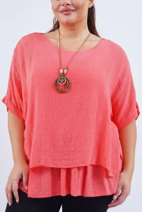 Plain Layered Hem Cotton Top