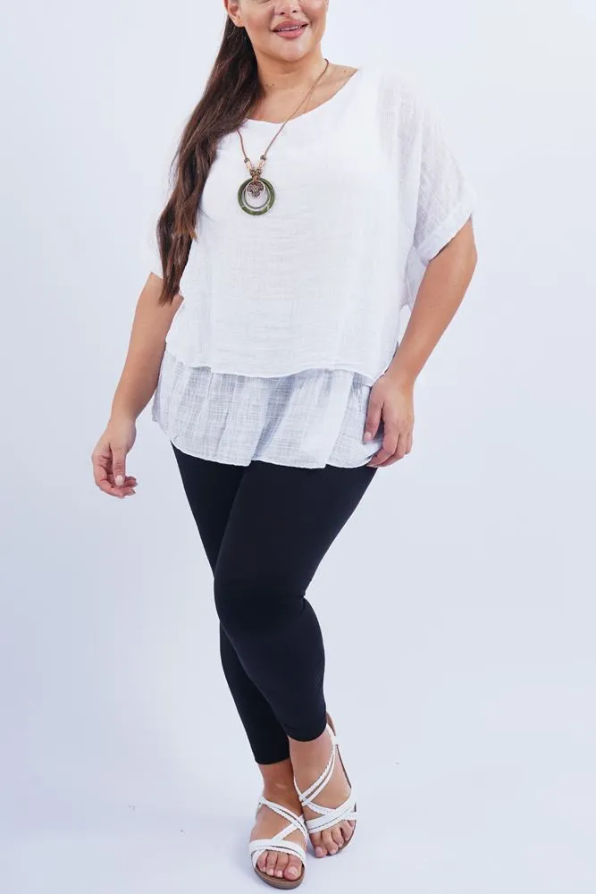 Plain Layered Hem Cotton Top