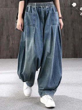 Plus Size - Simple Pure Color Loose Denim Jeans SC1062