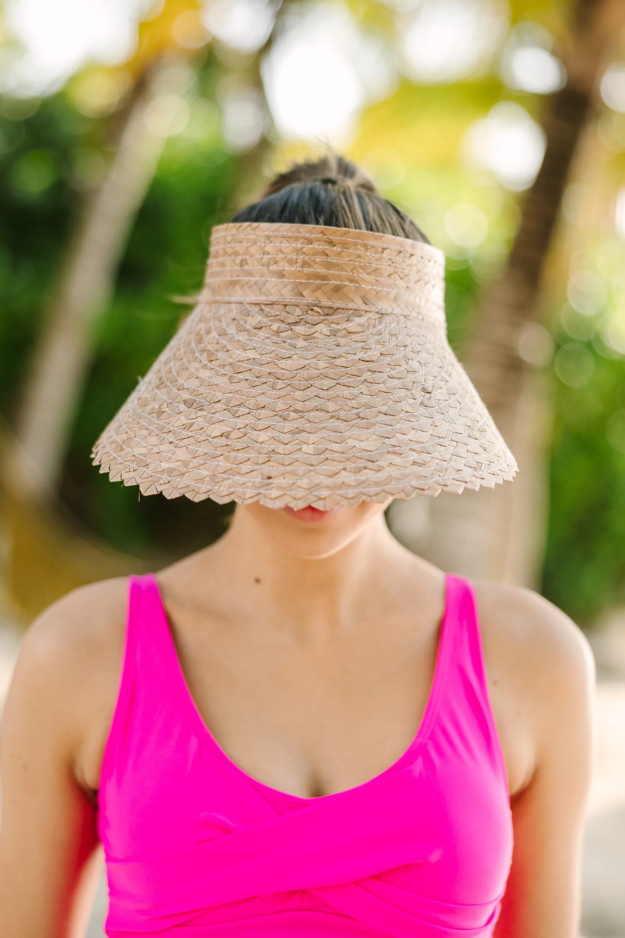 Private Cabana Tan Straw Visor Hat