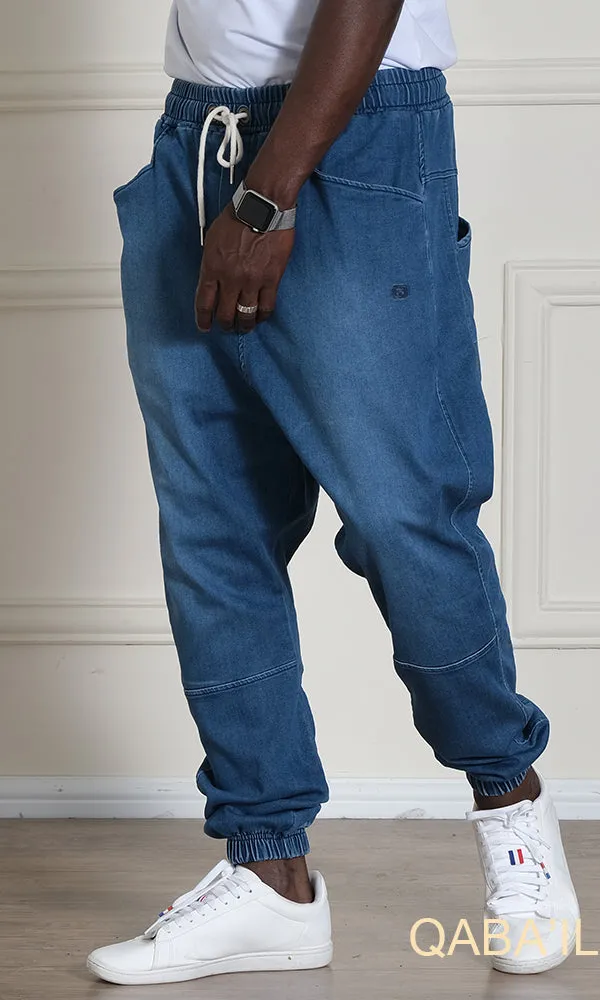 QL Relaxed Fit Stretch Cuffed Jeans in Ocean Blue