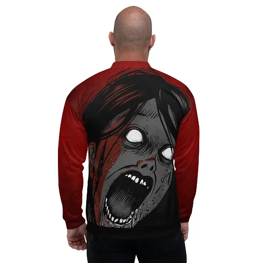 Red Bomber Soft Goth Jacket Screaming Girl / Clothing For Alts