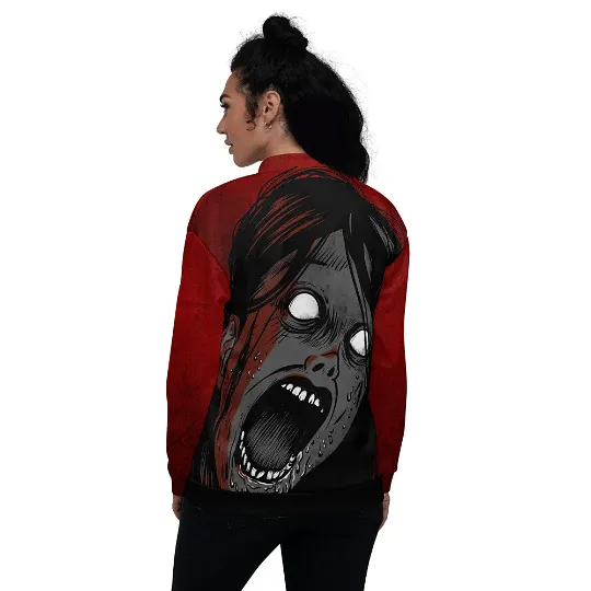 Red Bomber Soft Goth Jacket Screaming Girl / Clothing For Alts