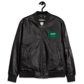 Saudi Arabia Faux Leather Bomber Jacket For Women / Embroidered Flag Saudi Arabia Jacket