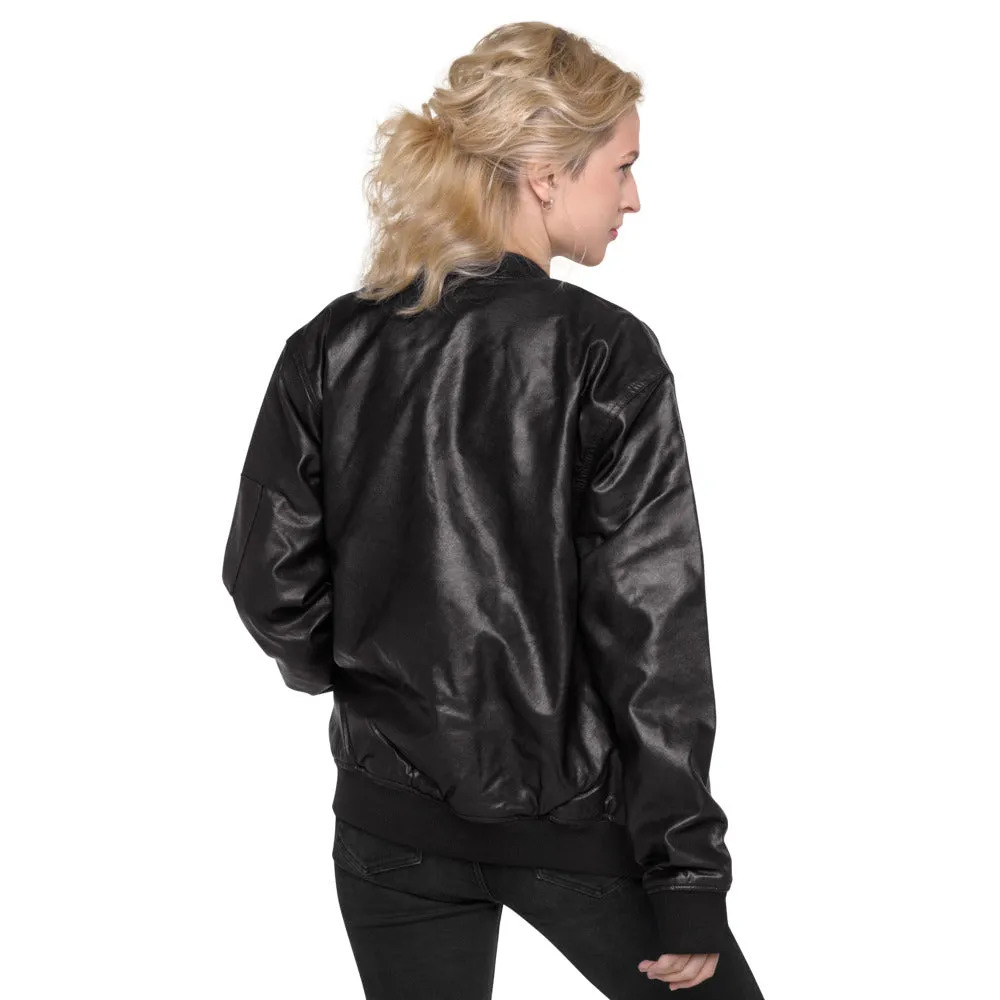 Saudi Arabia Faux Leather Bomber Jacket For Women / Embroidered Flag Saudi Arabia Jacket