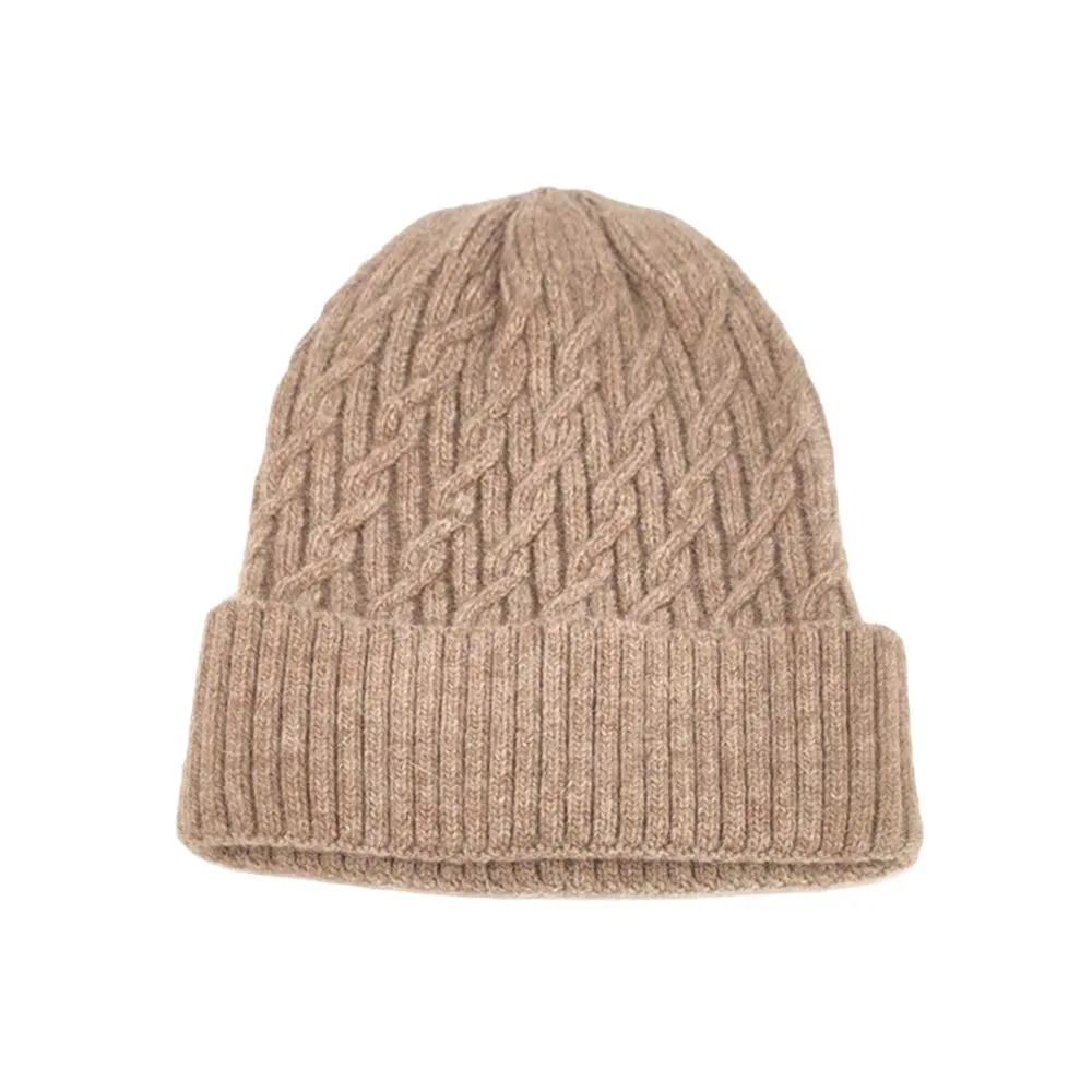 Solid Braided Knit Beanie Hat