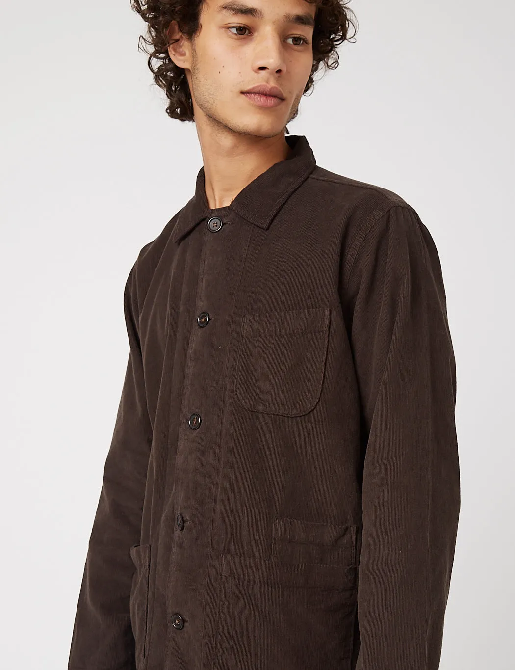 Universal Works Bakers Overshirt (Fine Cord) - Chocolate