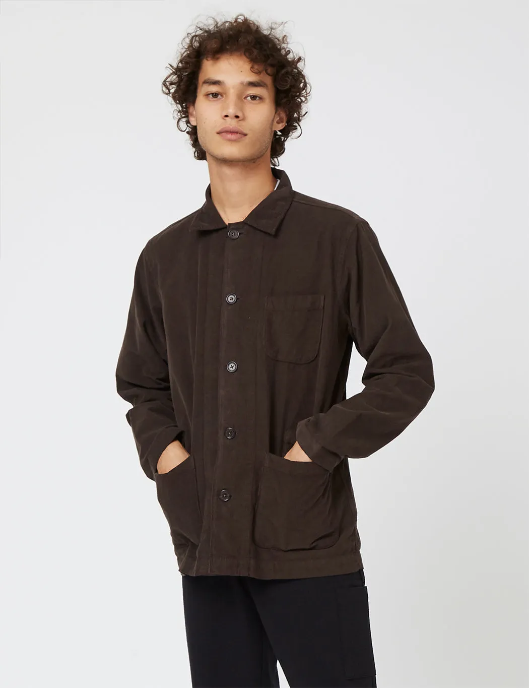 Universal Works Bakers Overshirt (Fine Cord) - Chocolate