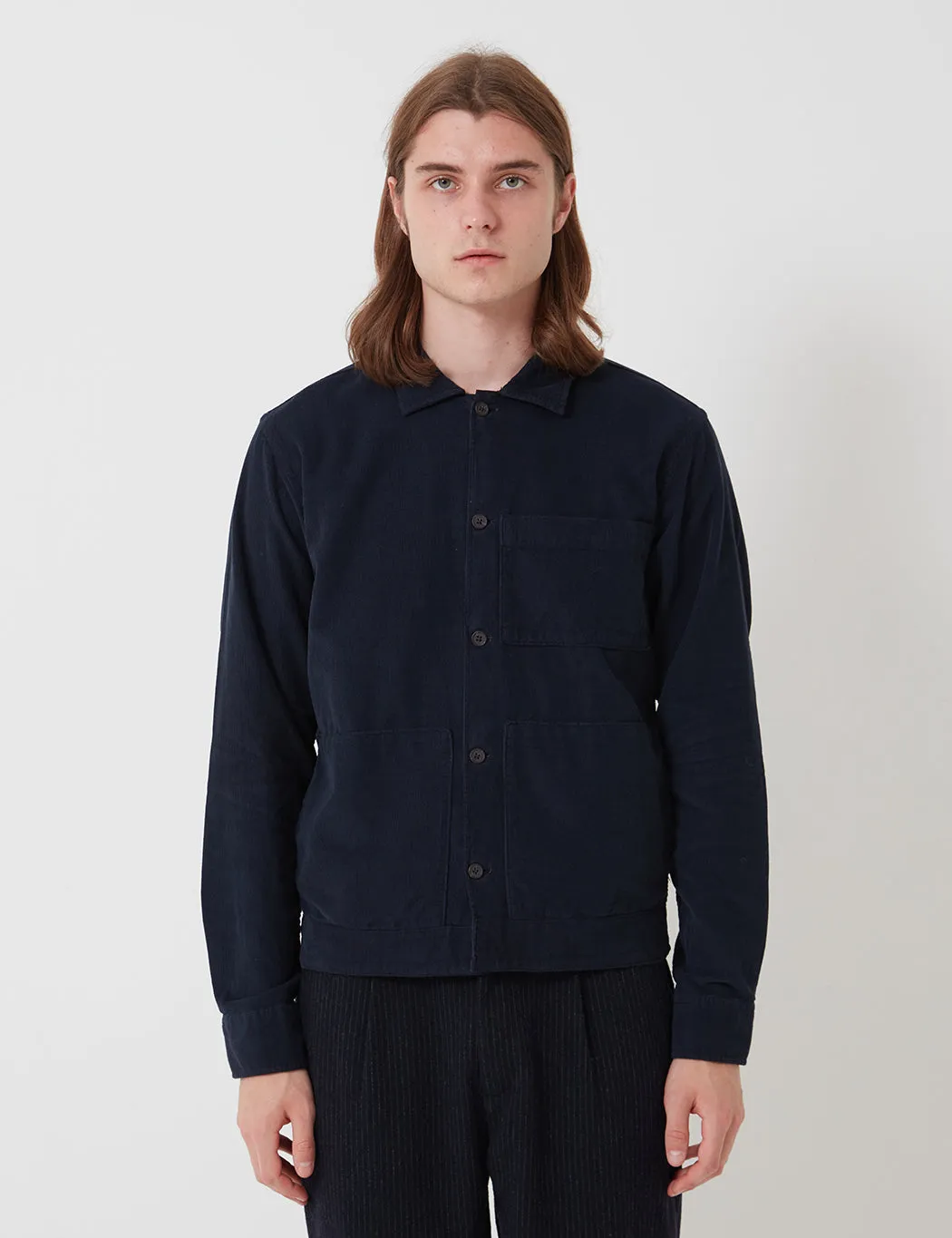 Universal Works Uniform Shirt (Fine Cord) - Navy Blue