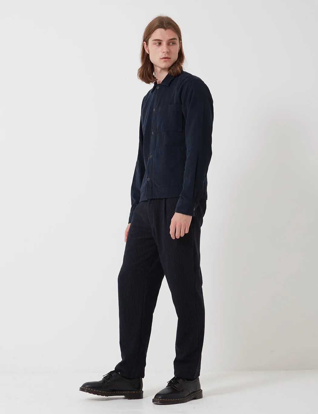 Universal Works Uniform Shirt (Fine Cord) - Navy Blue