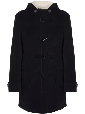 Vegan Wool Duffle Coat with Recycled Vegan Shearling